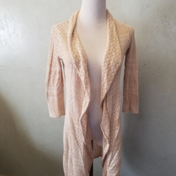 AVA cream lightly striped cardigan women's size Small - Picture 2 of 8
